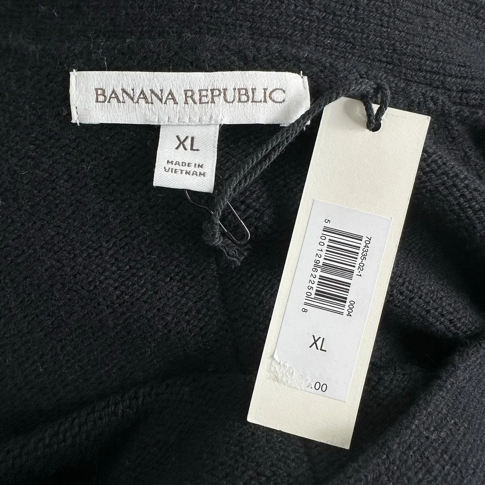 Banana Republic Oversized‎ Merino Wool Cotton High Low Cardigan Sweater XL Black